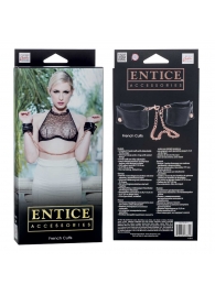 Черные мягкие наручники Entice French Cuffs с цепью - California Exotic Novelties - купить с доставкой в Петропавловске-Камчатском