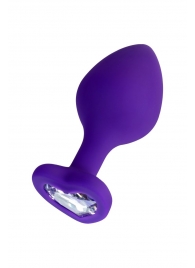 Фиолетовая анальная втулка Diamond Heart с прозрачным кристаллом - 8 см. - ToyFa - купить с доставкой в Петропавловске-Камчатском