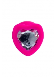 Розовая анальная втулка Diamond Heart с прозрачным кристаллом - 9,5 см. - ToyFa - купить с доставкой в Петропавловске-Камчатском