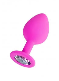 Розовая анальная втулка Brilliant с прозрачным кристаллом - 8 см. - ToyFa - купить с доставкой в Петропавловске-Камчатском