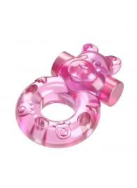Розовое эрекционное виброкольцо на пенис Pink Bear - Baile - в Петропавловске-Камчатском купить с доставкой