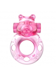 Розовое эрекционное виброкольцо на пенис Pink Bear - Baile - в Петропавловске-Камчатском купить с доставкой