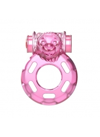 Розовое эрекционное кольцо с вибрацией Pink Bear - Baile - в Петропавловске-Камчатском купить с доставкой