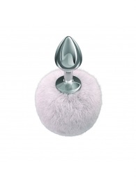 Серебристая анальная пробка с белым пушистым хвостиком Twinkle - Lola Games - купить с доставкой в Петропавловске-Камчатском