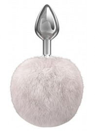 Серебристая анальная пробка с белым пушистым хвостиком Twinkle - Lola Games - купить с доставкой в Петропавловске-Камчатском