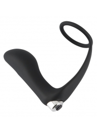 Черное эрекционное кольцо с анальной вибропробкой Vibrating Ring   Plug - Orion - в Петропавловске-Камчатском купить с доставкой