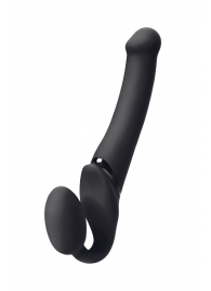 Черный безремневой вибрострапон Silicone Bendable Strap-On M - Strap-on-me - купить с доставкой в Петропавловске-Камчатском