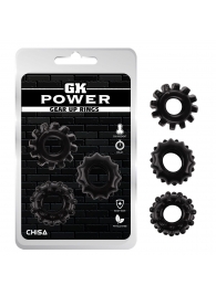 Набор из 3 черных эрекционных колец Gear Up Rings - Chisa - в Петропавловске-Камчатском купить с доставкой
