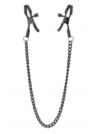 Черные зажимы на соски на цепочке BLAZE DELUXE NIPPLE CLAMPS - Dream Toys - купить с доставкой в Петропавловске-Камчатском