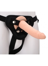 Телесный страпон на черных трусиках STRAP ON REAL DILDO - 20 см. - Dream Toys - купить с доставкой в Петропавловске-Камчатском