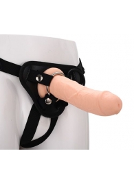 Черные трусики с телесной насадкой STRAP ON REAL DILDO - 21 см. - Dream Toys - купить с доставкой в Петропавловске-Камчатском