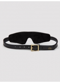 Черная плотная маска на глаза Bound to You Faux Leather Blindfold - Fifty Shades of Grey - купить с доставкой в Петропавловске-Камчатском