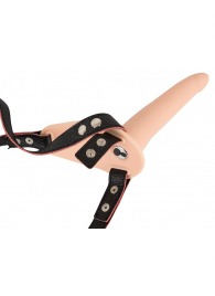 Телесный поясной страпон с вибрацией Vibrating Strap-On - 15,7 см. - Orion - купить с доставкой в Петропавловске-Камчатском