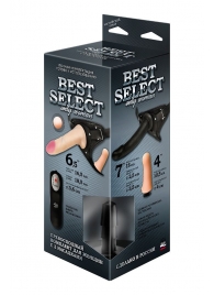 Черный женский пояс BEST SELECT с 3 насадками и вибрацией - LOVETOY (А-Полимер) - купить с доставкой в Петропавловске-Камчатском