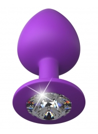 Фиолетовая анальная пробка со стразом Her Little Gem Large Plug - 9,5 см. - Pipedream - купить с доставкой в Петропавловске-Камчатском
