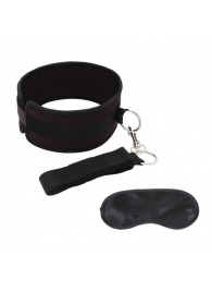 Черный ошейник с длинным поводком Collar and Leash Set - Lux Fetish - купить с доставкой в Петропавловске-Камчатском