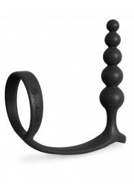 Черная анальная цепочка с эрекционным кольцом Ass-gasm Cockring Anal Beads - Pipedream - в Петропавловске-Камчатском купить с доставкой
