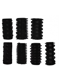 Набор из 7 черных насадок PENIS SLEEVES SET - Dream Toys - в Петропавловске-Камчатском купить с доставкой