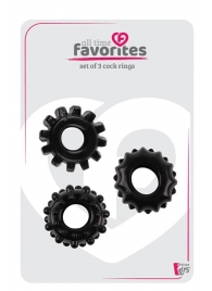 Набор из 3 черных эрекционных колец SET OF 3 COCKRINGS - Dream Toys - в Петропавловске-Камчатском купить с доставкой