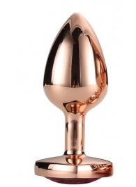Золотистая анальная втулка с кристаллом-сердечком розового цвета - 7,1 см. - Dream Toys - купить с доставкой в Петропавловске-Камчатском