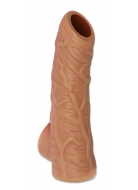 Телесная открытая насадка-реалистик с подхватом мошонки Nude Sleeve L - 14 см. - KOKOS - в Петропавловске-Камчатском купить с доставкой