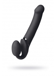 Черный безремневой вибрострапон Vibrating Bendable Strap-On L - Strap-on-me - купить с доставкой в Петропавловске-Камчатском