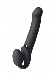 Черный безремневой вибрострапон Vibrating Bendable Strap-On L - Strap-on-me - купить с доставкой в Петропавловске-Камчатском