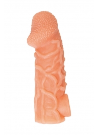 Телесная закрытая насадка с венками Cock Sleeve Size L - 17,6 см. - KOKOS - в Петропавловске-Камчатском купить с доставкой