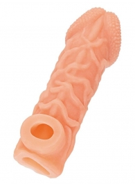 Телесная закрытая насадка с венками Cock Sleeve Size L - 17,6 см. - KOKOS - в Петропавловске-Камчатском купить с доставкой