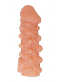 Телесная закрытая насадка с шариками Cock Sleeve Size L - 17,6 см. - KOKOS - в Петропавловске-Камчатском купить с доставкой