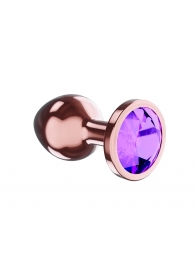 Пробка цвета розового золота с фиолетовым кристаллом Diamond Amethyst Shine S - 7,2 см. - Lola Games - купить с доставкой в Петропавловске-Камчатском