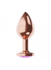 Пробка цвета розового золота с фиолетовым кристаллом Diamond Amethyst Shine S - 7,2 см. - Lola Games - купить с доставкой в Петропавловске-Камчатском