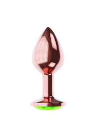 Пробка цвета розового золота с лаймовым кристаллом Diamond Emerald Shine S - 7,2 см. - Lola Games - купить с доставкой в Петропавловске-Камчатском