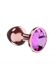 Пробка цвета розового золота с лиловым кристаллом Diamond Quartz Shine L - 8,3 см. - Lola Games - купить с доставкой в Петропавловске-Камчатском