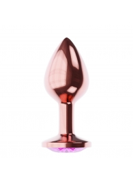 Пробка цвета розового золота с лиловым кристаллом Diamond Quartz Shine L - 8,3 см. - Lola Games - купить с доставкой в Петропавловске-Камчатском