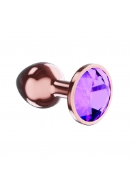 Пробка цвета розового золота с фиолетовым кристаллом Diamond Amethyst Shine L - 8,3 см. - Lola Games - купить с доставкой в Петропавловске-Камчатском