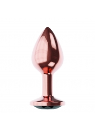 Пробка цвета розового золота с черным кристаллом Diamond Jet Shine L - 8,3 см. - Lola Games - купить с доставкой в Петропавловске-Камчатском