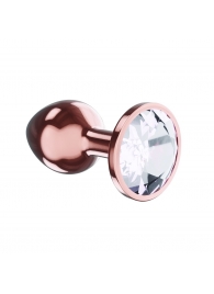 Пробка цвета розового золота с прозрачным кристаллом Diamond Moonstone Shine L - 8,3 см. - Lola Games - купить с доставкой в Петропавловске-Камчатском