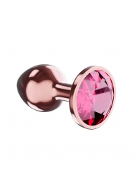 Пробка цвета розового золота с малиновым кристаллом Diamond Ruby Shine L - 8,3 см. - Lola Games - купить с доставкой в Петропавловске-Камчатском