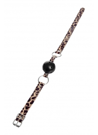 Черный кляп-шар на леопардовых ремешках Anonymo - ToyFa - купить с доставкой в Петропавловске-Камчатском