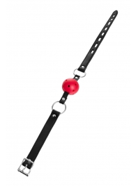 Красный кляп-шар на черных ремешках - ToyFa - купить с доставкой в Петропавловске-Камчатском