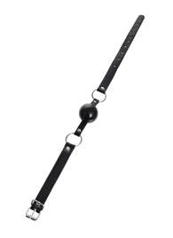 Черный кляп-шар на кожаных ремешках Anonymo - ToyFa - купить с доставкой в Петропавловске-Камчатском