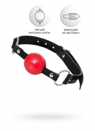 Красный кляп-шар на черных ремешках Anonymo - ToyFa - купить с доставкой в Петропавловске-Камчатском