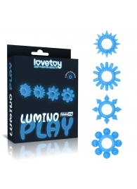 Набор из 4 голубых, светящихся в темноте эрекционных колец Lumino Play - Lovetoy - в Петропавловске-Камчатском купить с доставкой