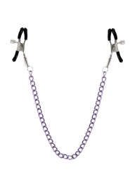 Зажимы для сосков с фиолетовой цепочкой Sweet Caress Nipple Chain - Sweet Caress - купить с доставкой в Петропавловске-Камчатском