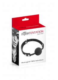Черный силиконовый кляп-шарик на ремешках - Fetish Tentation - купить с доставкой в Петропавловске-Камчатском
