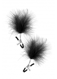 Зажимы на соски с черными пуховыми кисточками Sweet Caress Feather Nipple Clumps - Sweet Caress - купить с доставкой в Петропавловске-Камчатском