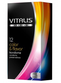Цветные ароматизированные презервативы VITALIS PREMIUM color   flavor - 12 шт. - Vitalis - купить с доставкой в Петропавловске-Камчатском
