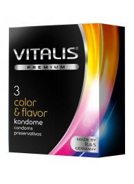 Цветные ароматизированные презервативы VITALIS PREMIUM color   flavor - 3 шт. - Vitalis - купить с доставкой в Петропавловске-Камчатском