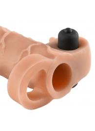 Телесная вибронасадка с кольцом Vibrating Real Feel 2 Extension - 16 см. - Pipedream - в Петропавловске-Камчатском купить с доставкой